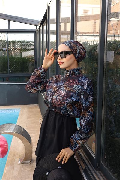 Atelier Lina Hürrem 3 τεμαχίων Πλήρως καλυμμένο μαγιό Hijab από ρυθμιζόμενο ελαστικό ύφασμα που απωθεί το νερό