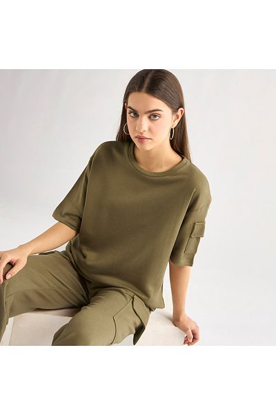 FAV Crew Neck Pocket Detail T-shirt and Cargo Pants Set