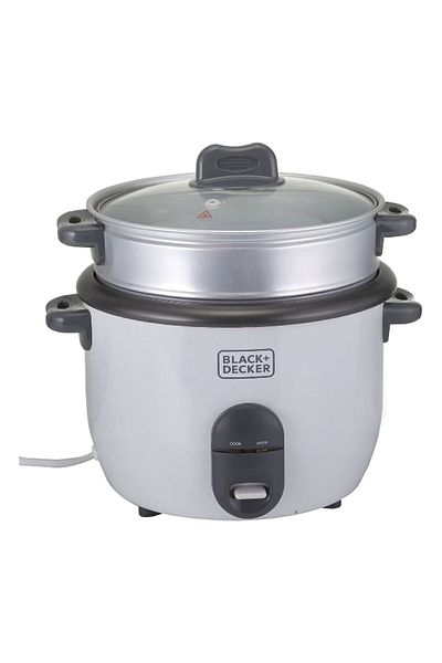 Black&Decker طباخ أرز بارد اللمس بقوة 700 واط، أبيض، سعة 1.8 لتر RC1860-B5