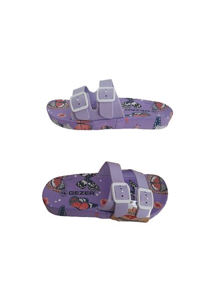 GEZER Papuci de mers zilnic pentru femei, liliac-fluture, cu cataramă dublă, talpă anti-alunecare