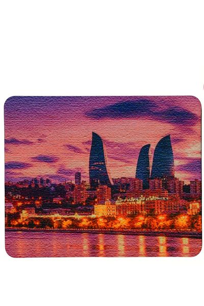 usin Подложка за мишка Baku Flame Towers с неплъзгаща се основа, оптична, за компютър и лаптоп, 17,5 x 21,5 см