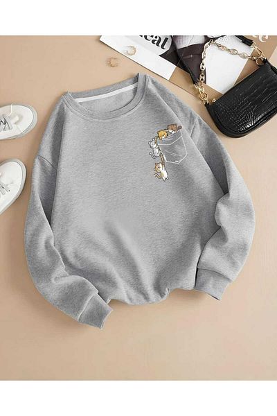 KOZİA OUTDOORS Malkoçbey Lapel Printed Pocket Printed Sweatshirt