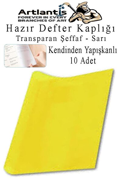 Artlantis Hazır Defter Kaplığı Şeffaf Buzlu Sarı A4 10 Adet 1 Paket Cırtlı Ay...