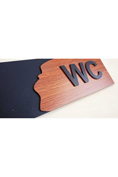 Enissimo Wc Tuvalet Kapı Duvar Tabelası Ahşap Uyarı İşareti Yapışkanlı 25 x 11 cm