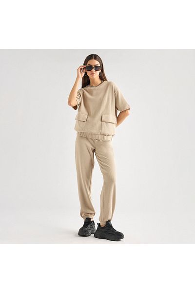 FAV Textured Pocket Detail T-shirt and Joggers Set