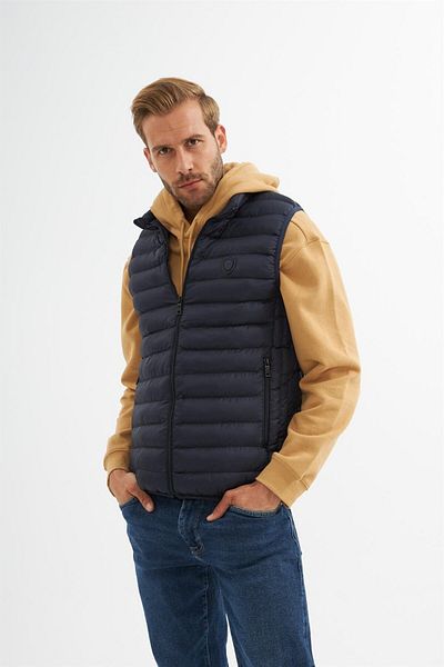 Danger Vestă Puffer Standard Mold pentru bărbați, albastru bleumarin