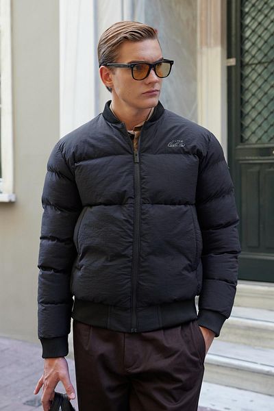 Danger Ανδρικό Bomber Puffer Jacket Μαύρο