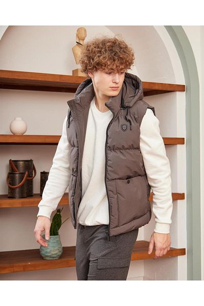 Danger Men's Removable Hooded Sports Puffer Vest Anthracite