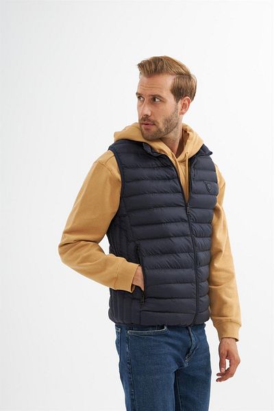 Danger Vestă Puffer Standard Mold pentru bărbați, albastru bleumarin
