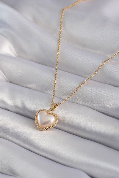 Skygo 316L Steel Special Series Gold Color Pearl Heart Model Women's Necklace