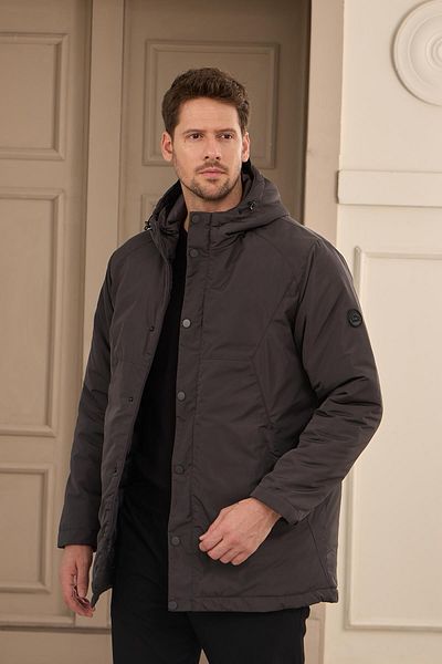 Danger Αντρικό αδιάβροχο παλτό με κουκούλα Anthracite