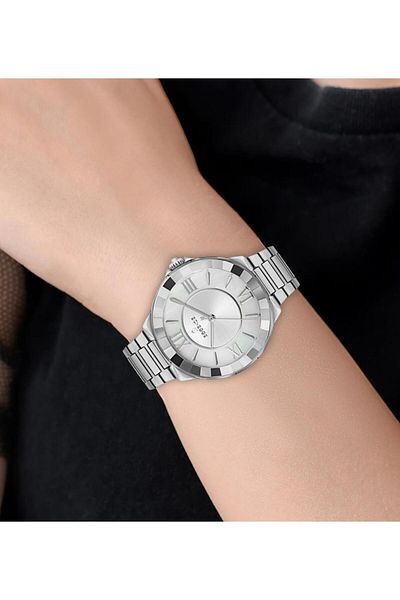 Essence White Dial 3 Atm Waterproof Steel Women's Wristwatch