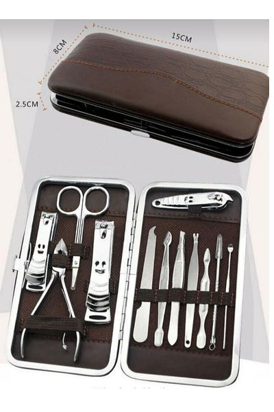 TARIK HOME Stainless Steel Manicure Set 13 Pieces with Leather Bag, Ergonomic Design, Professional Nail Care Kit