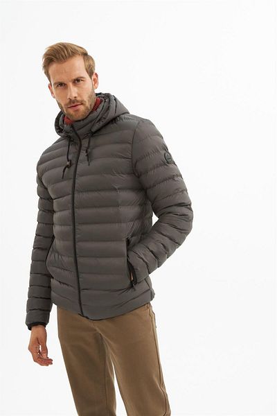 Danger Ανδρική αφαιρούμενη κουκούλα Basic Puffer Coat Anthracite