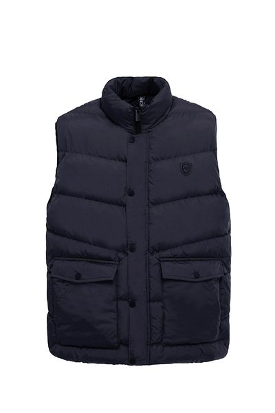 Danger Men's Large Size Puffer Vest with Pocket Detail Navy Blue