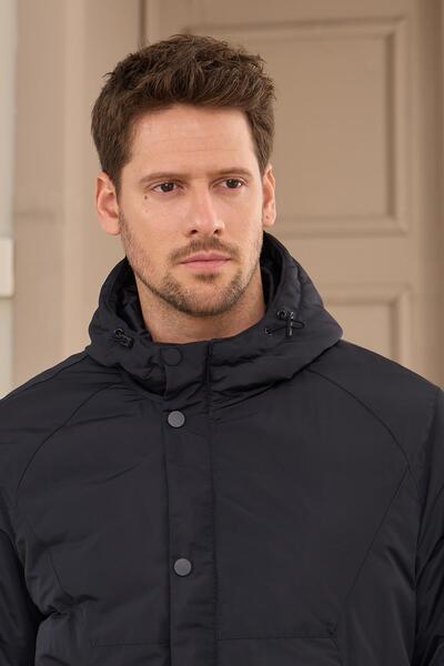 Danger Ανδρικό αδιάβροχο παλτό Navy Blue με κουκούλα