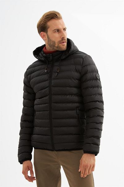 Danger Ανδρικό παλτό με αφαιρούμενη κουκούλα Basic Puffer Μαύρο