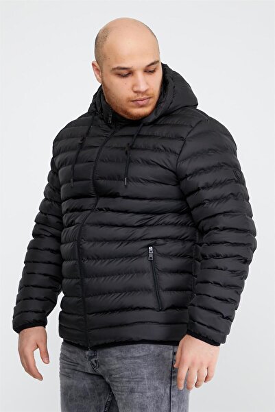 Danger Erkek Battal Şişme Mont Siyah