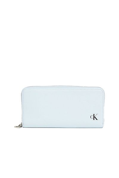 Calvin Klein Ck Calvin Kleın Women's Zipper Detailed Logo Printed Multi-Compartment Blue Wallet