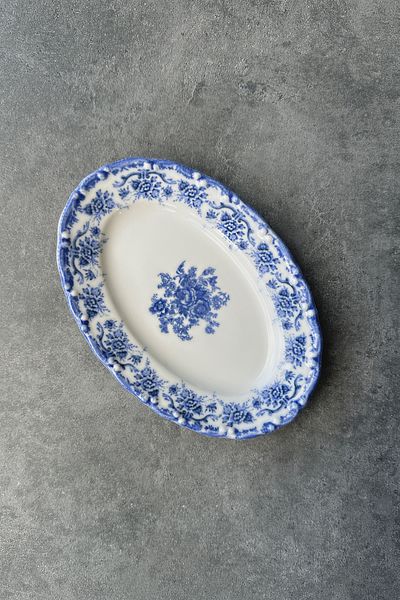 porselenden Antique Breakfast Premium Porcelain - Set of 2 20 cm Blue Boat Presentation Serving