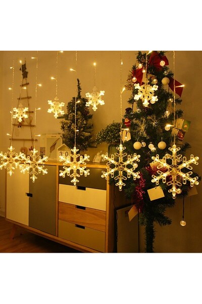 epazzar 12 Saçaklı Kartanesi Perde Led Işık 8 Mod Fişli Yılbaşı Organizasyon ...