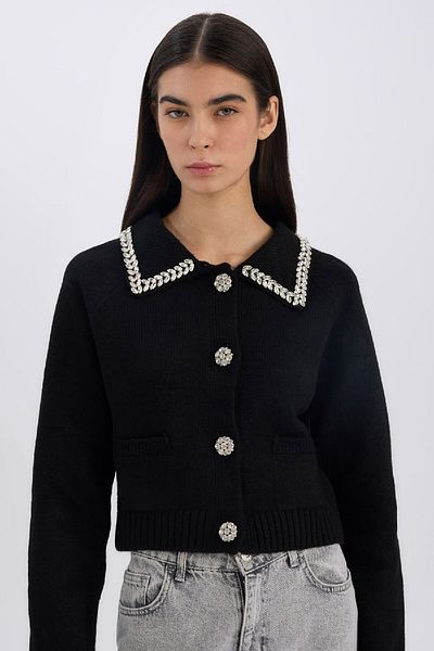 DeFacto Košilový límec Regular Fit Knitwear Cardigan D6941Ax24Wn