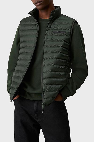 Calvin Klein Quilted Regular Fit Water Repellent Stand Collar Inflatable Vest K10K 113470 M14 Men's Vest K10K1134