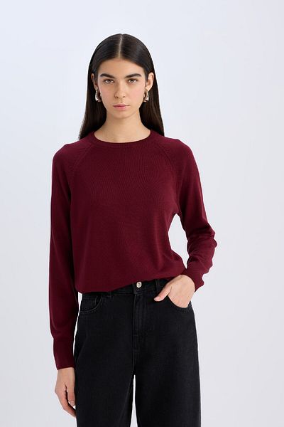 DeFacto Pulover de tricotaj cu textura moale cu decolteu - Regular Fit I6913az24wn