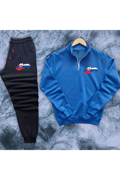 Minikelya Slovakia Flag Graphic Custom Design Comfortable Seasonal Stand Collar Sweatshirt-Tracksuit
