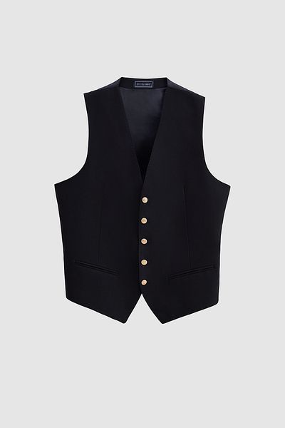 D'S Damat Slim Fit Navy Blue Dobby Suit with Vest