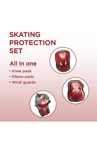 Endless Protective Guard Kit For Skating | Knee, Elbow & Wrist Protectors | Red