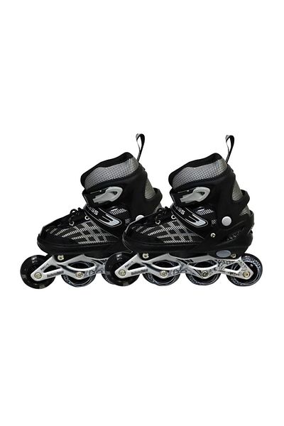 Endless Inline Adjustable Skates | Small Size 29-33 Eur | Black | Flashing Front Wheel