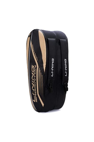 Li-Ning Hot Shot Badminton Kit Bag | Double Zipper | Black/gold | Spacious | Unisex