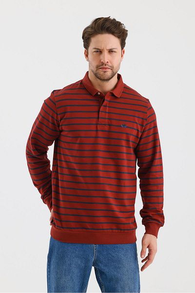 ALEXANDERGARDI Polo Collar Stripes Regular Fit Sweatshirt (Wk25214)