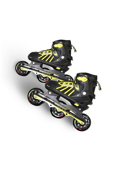 Endless Inline Adjustable Skates | Large Size 39-43 Eur | Yellow | 100 Mm Pu Wheels
