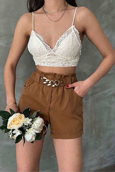 Caddebostan Moda Chain Detailed High Waist Pocket Shorts Women's Summer Styli...