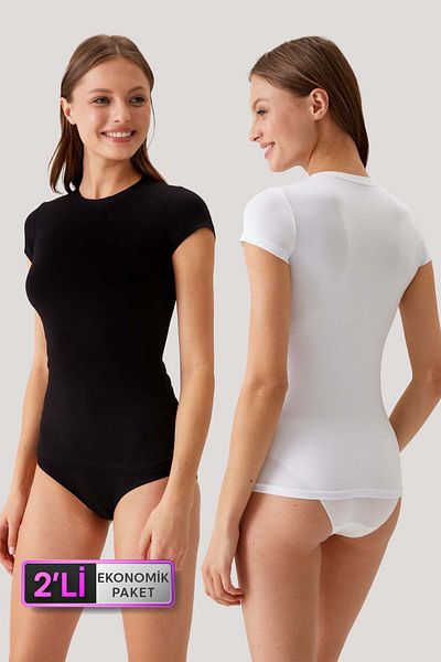 Pierre Cardin Economic Pack of 2 Black and White 1005 Short Sleeve Basic T-shirt Athlete