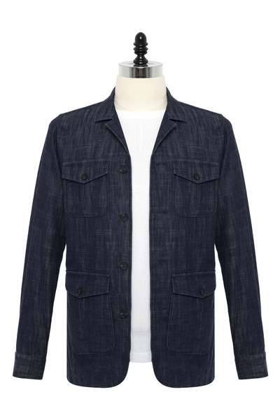 Germirli Albiate Selvedge Denim Tailor Fit Saf Pamuk Utility Ceket Gömlek