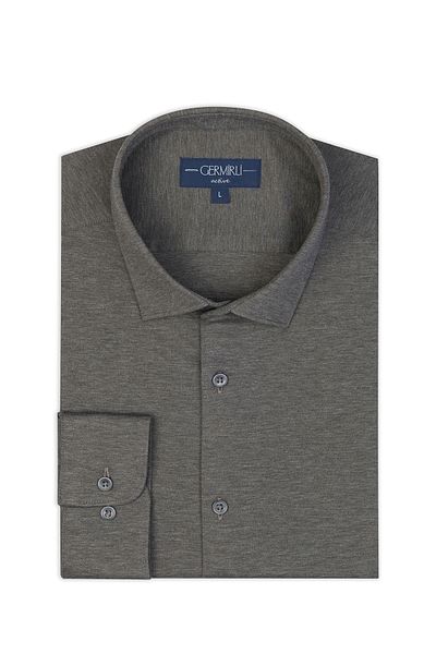 Germirli Gray Melange Albini Active 4Flex Soft Collar Slim Fit Shirt