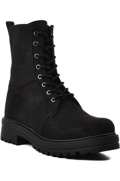 Evojean Μαύρα Suede Ανθεκτικά στο κρύο και στο νερό Άνετα γυναικεία μποτάκια με φλις εσωτερικά