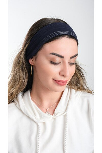 HÜRREM BONE Navy Blue Practical Ready Interlocking Hijab Bonnet Viscose Fabric Plain 3007_02