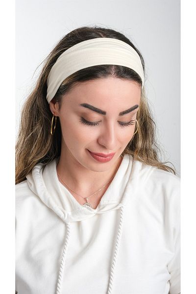 HÜRREM BONE Κρέμα Practical Ready-Made Hijab Bonnet Viscose Fabric Plain 3007_40
