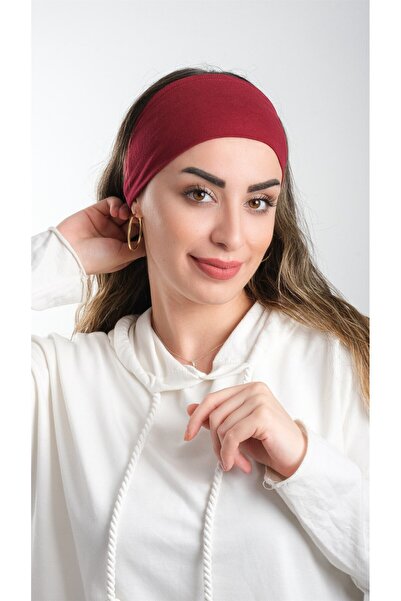 HÜRREM BONE Claret Red Practical Ready Interlocking Hijab Bone Viscose Fabric Plain 3007_16