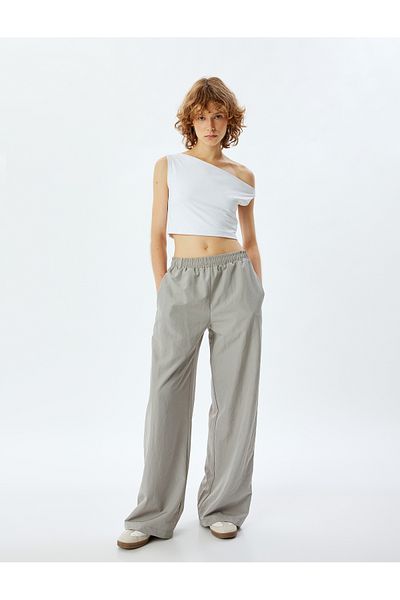 Koton Oversize Parachute Pants - Rubber Waist, Pocket Detail and Ribbed
