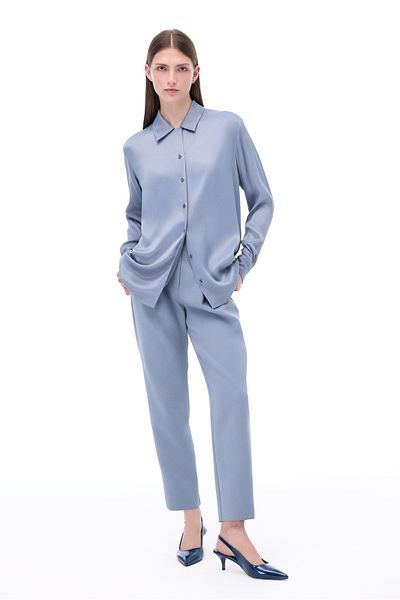 Perspective Safira Comfortable Fit Standard Size Fake Sleeve Shirt Collar Gray Shirt