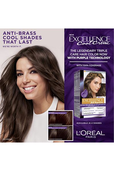 L'Oreal Paris Excellence Ash Supreme Anti-Brass Permanent Hair Color, 7.12 Cool Pearl Blonde