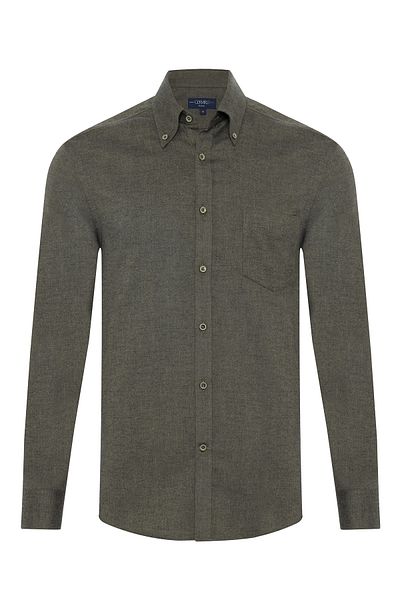 Germirli قميص كاكي بنمط متعرج من القطن الألبيني من Lyocell Tailor Fit