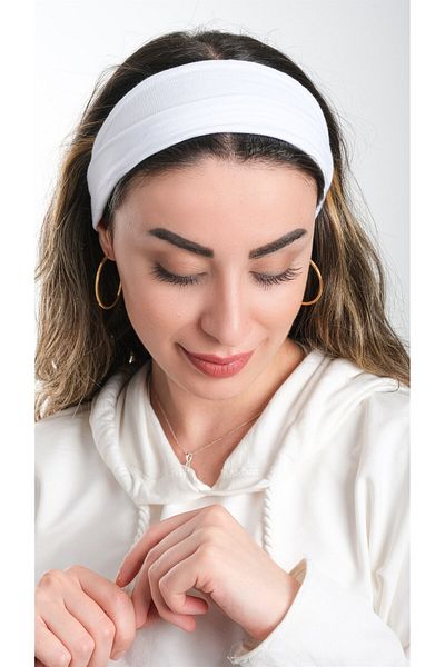 HÜRREM BONE White Practical Ready Interlocking Hijab Bonnet Viscose Fabric Plain 3007_42