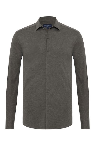 Germirli Gray Melange Albini Active 4Flex Soft Collar Slim Fit Shirt