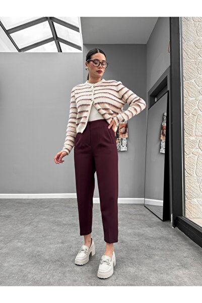 ESRAHELVACI Plum High Waist Carrot Trousers